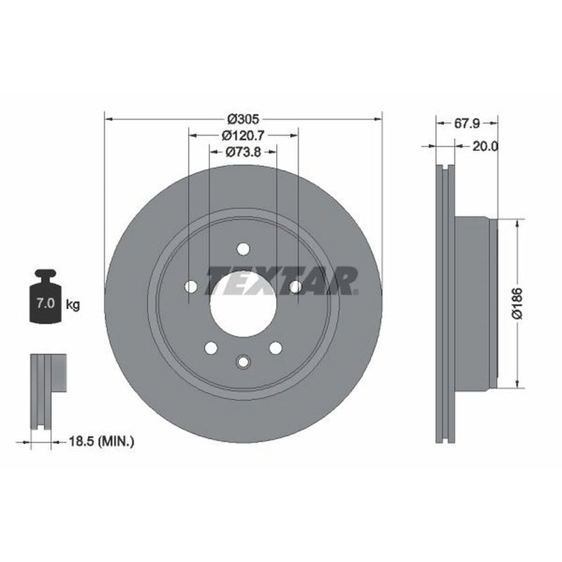 Textar 2 x Rear Brake Discs 92139300-x2