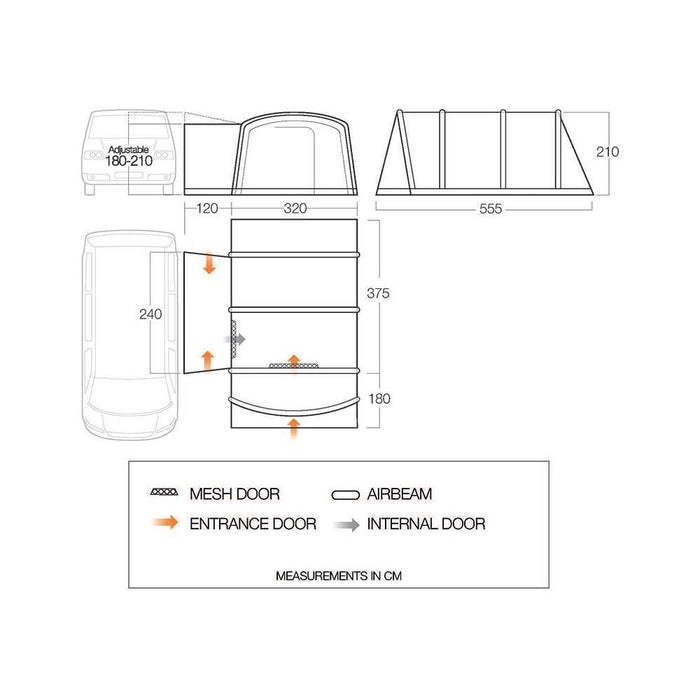 Vango Galli CC II Air Low Drive Away Awning (180 - 210cm) Campervan - Vango - Van Life Living