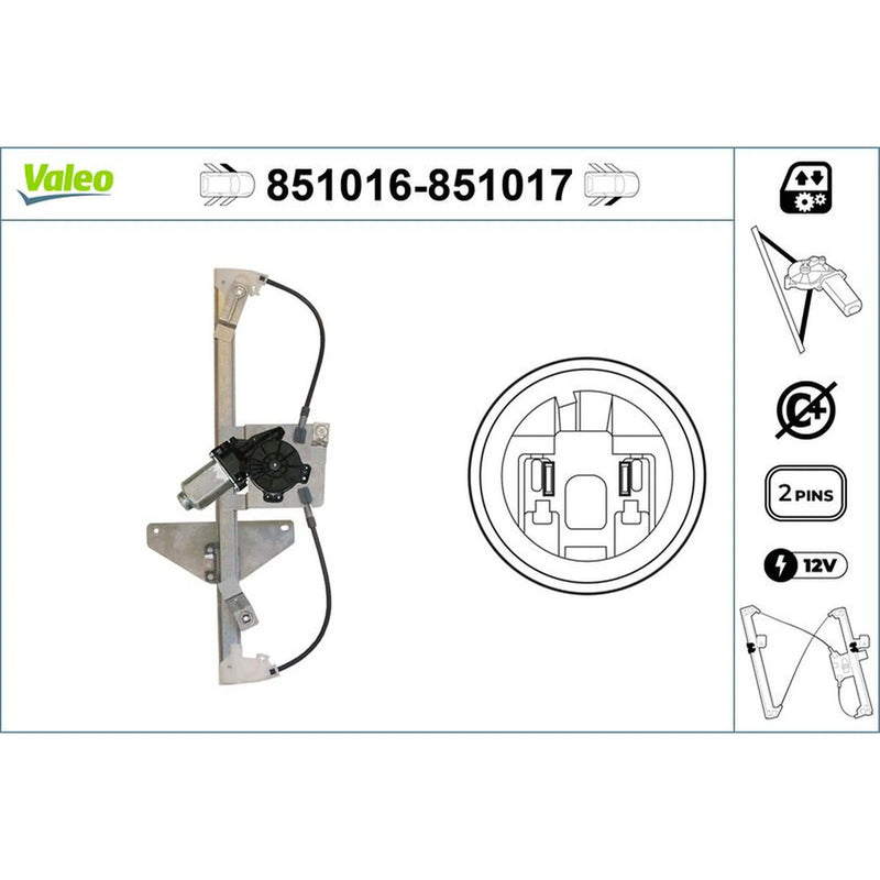 Valeo Electric Window Regulator Lifter Left Front 851016