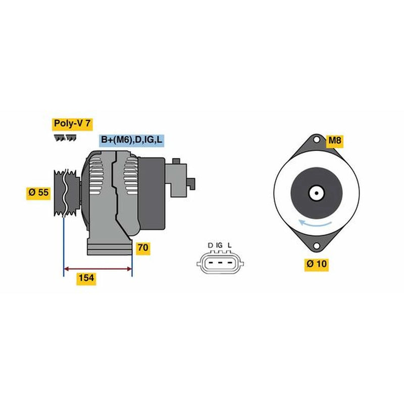 Bosch Car Alternator 12V 0 986 046 541
