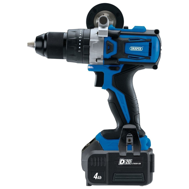 Draper D20 20V Brushless Combi Drill, 1 x 4.0Ah Battery, 1 x Fast Charger 79894 Draper  - Town Parts