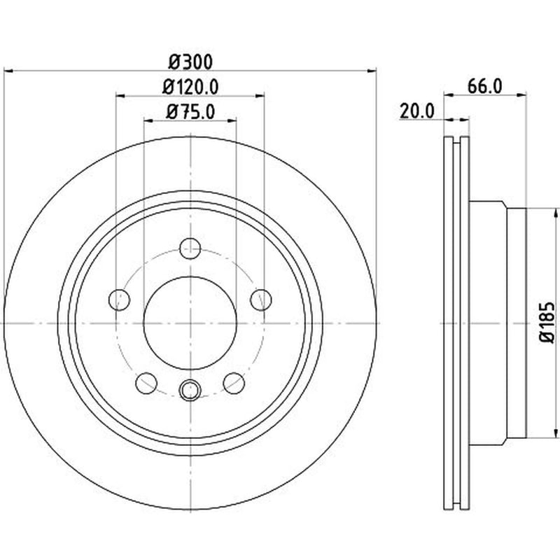 DON 2 x Vented Rear Brake Discs PCD11822-x2