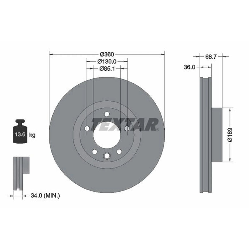 Textar 2 x Front Brake Discs 92262605