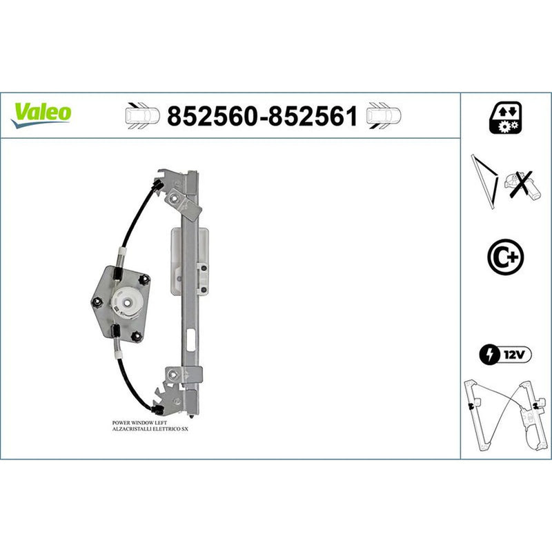 Valeo Electric Window Regulator Lifter Right Rear 852561
