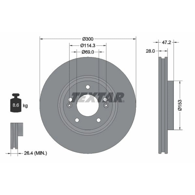 Textar 2 x Front Brake Discs 92166503-x2