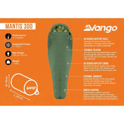 Vango Mantis 300 Sleeping Bag Pine Green - Vango - Van Life Living