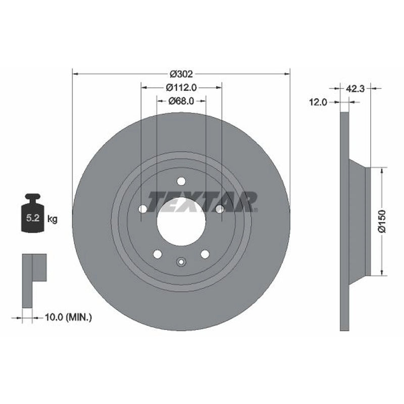 Textar 2 x Solid Rear Brake Discs 92159503-x2