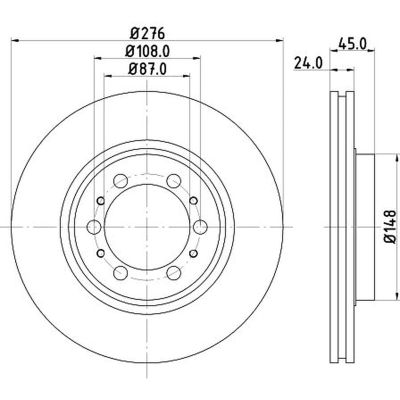 DON 2 x Vented Front Brake Discs PCD15122-x2
