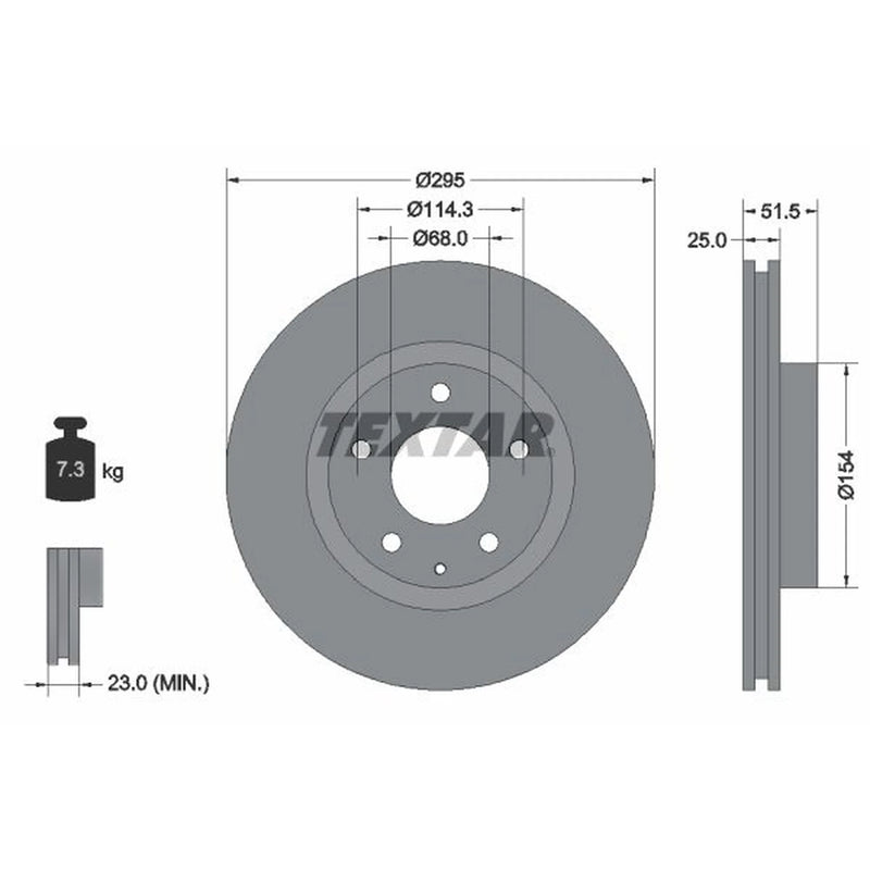 Textar 2 x Vented Front Brake Discs 92267603-x2