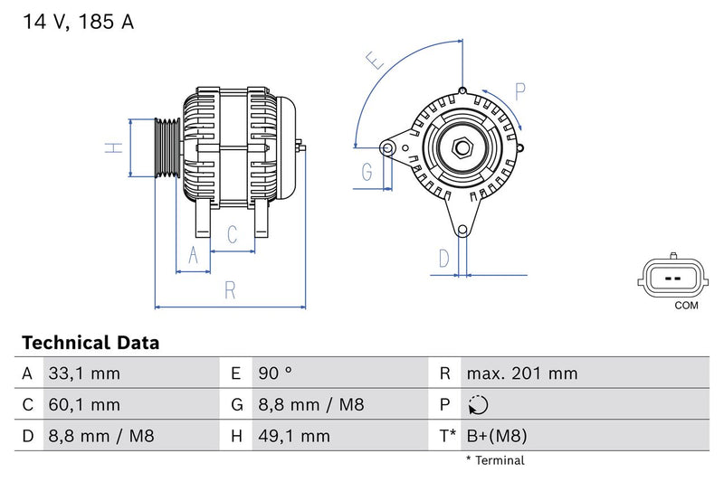 Bosch Car Alternator 12V 0986085200