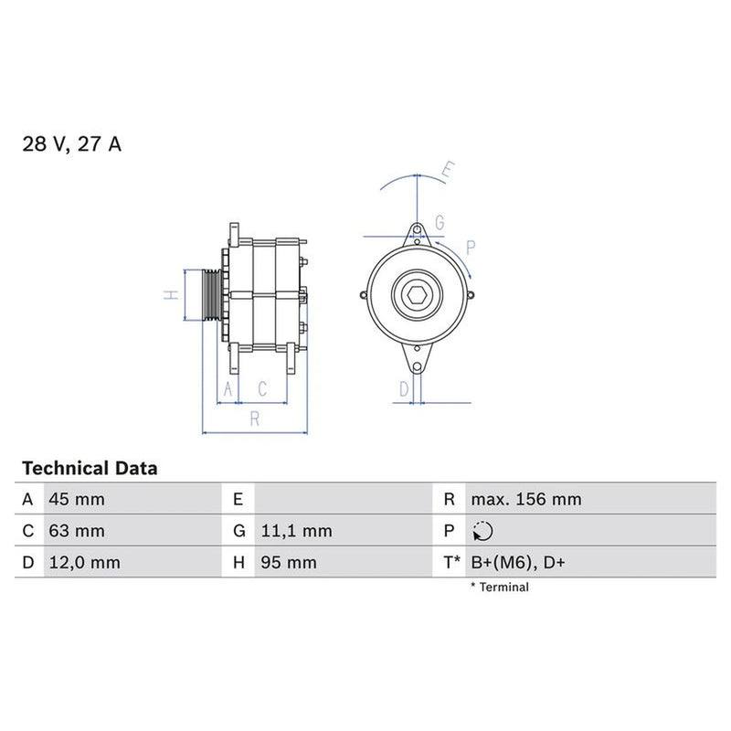 Bosch Car Alternator 12V 0 986 031 340