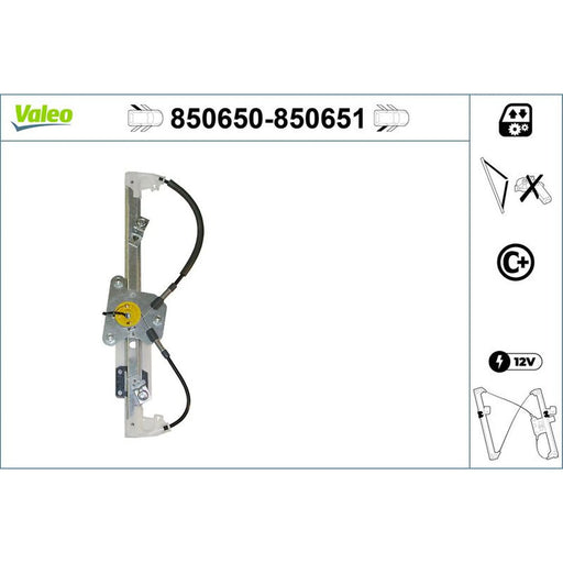 Valeo Electric Window Regulator Lifter Right Rear 850651