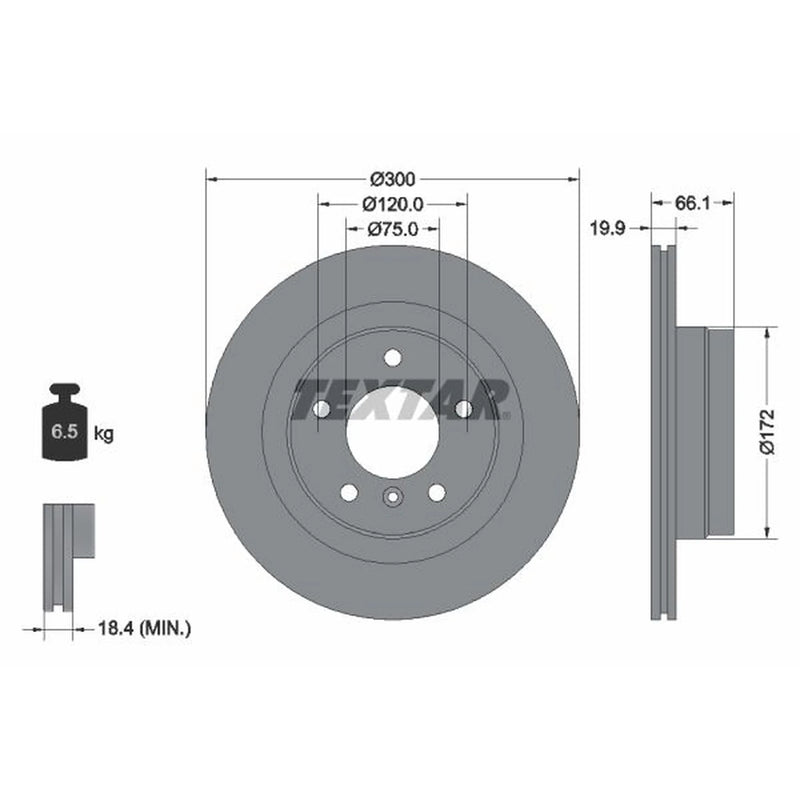 Textar 2 x Vented Rear Brake Discs 92133003-x2