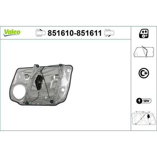 Valeo Electric Window Regulator Lifter Right Front 851611