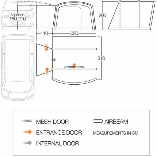 Vango Cove Air TC Low Drive Away Awning (180 - 210cm) Campervan - Vango - Van Life Living