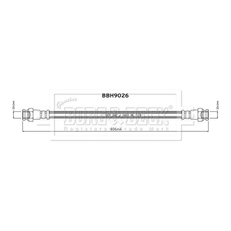 Borg & Beck Brake Hydraulic Hose Line Front Right BBH9026