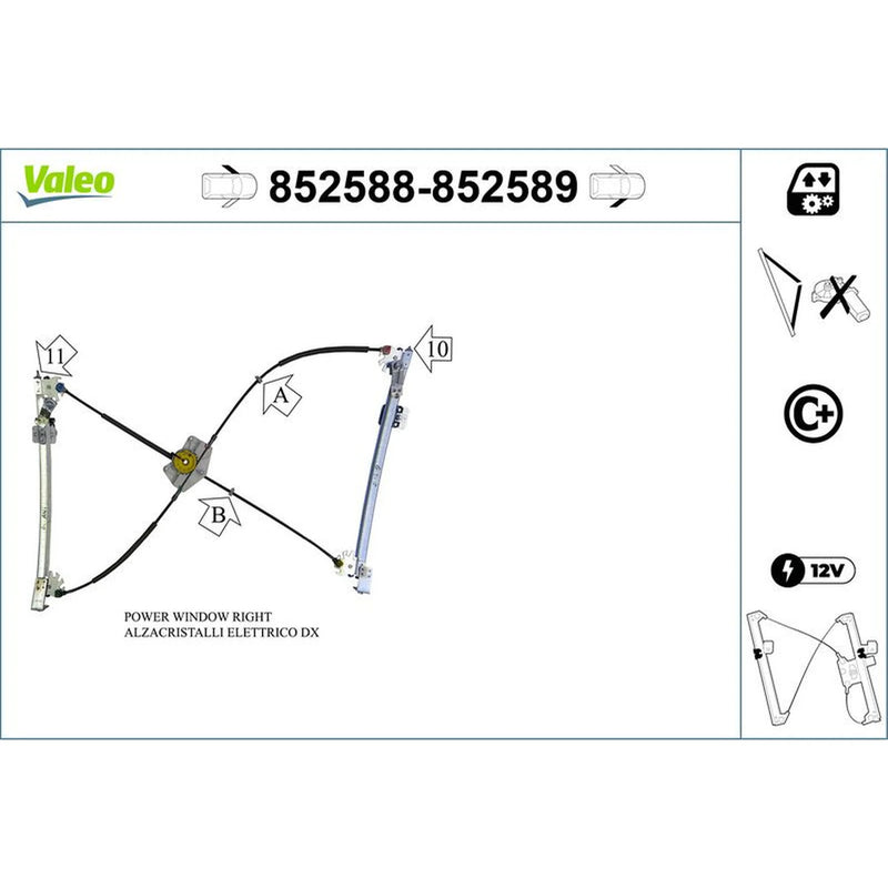 Valeo Electric Window Regulator Lifter Left Front 852588