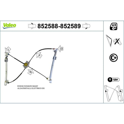 Valeo Electric Window Regulator Lifter Left Front 852588
