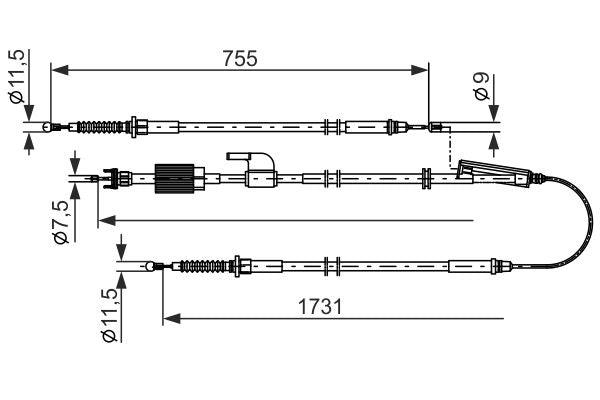 Bosch 1987482804 Cable Pull, parking brake