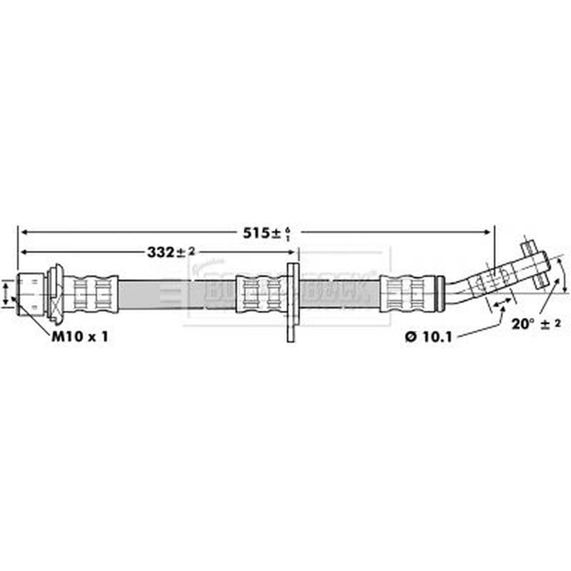 Borg & Beck Brake Hydraulic Hose Line Front Right BBH6750