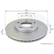 Comline 2 x Vented Front Brake Discs ADC0446V-x2