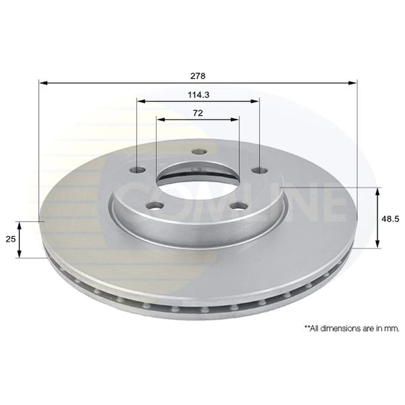 Comline 2 x Vented Front Brake Discs ADC0446V-x2