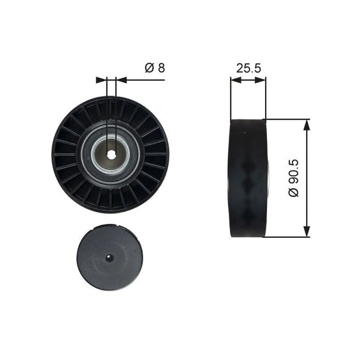 Gates V-Ribbed Belt Deflection/Guide Pulley T36005