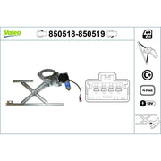 Valeo Electric Window Regulator Lifter Right Front 850519