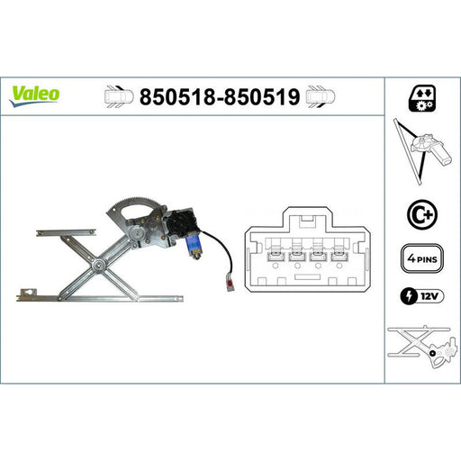 Valeo Electric Window Regulator Lifter Right Front 850519
