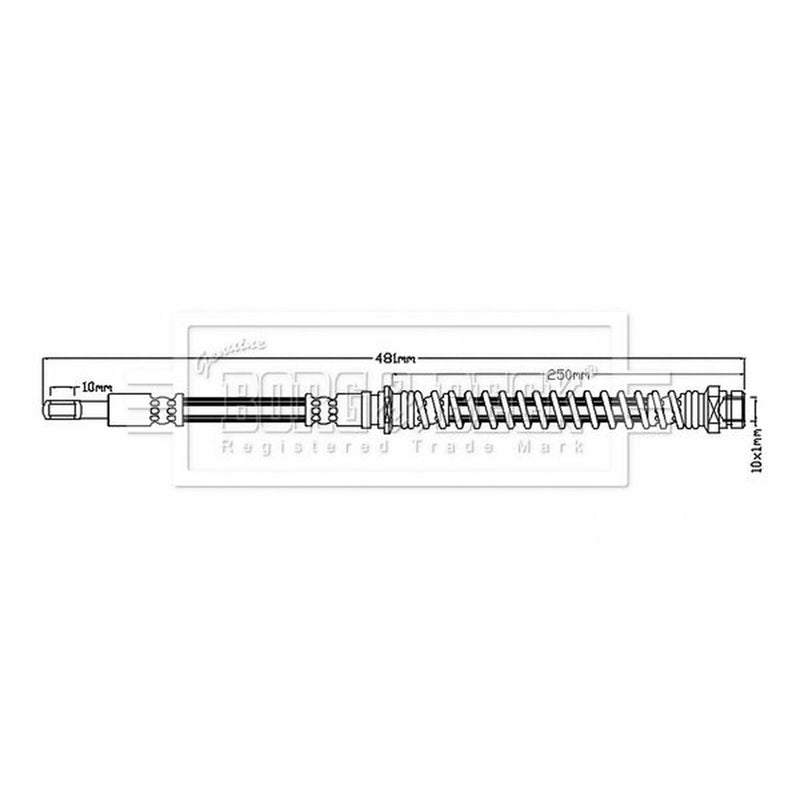 Borg & Beck Brake Hydraulic Hose Line Front Right BBH6814