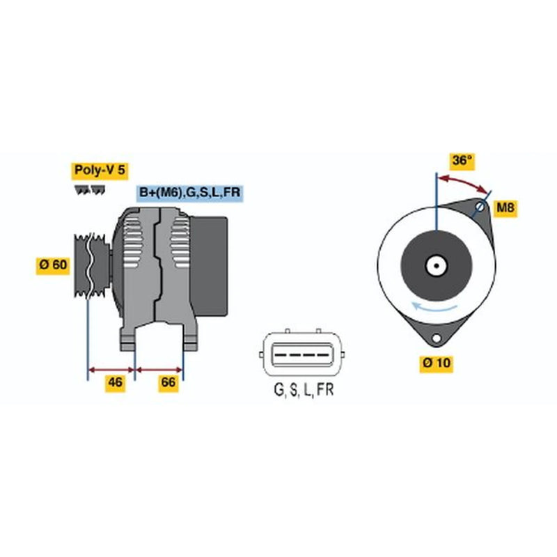 Bosch Car Alternator 12V 0 986 042 301