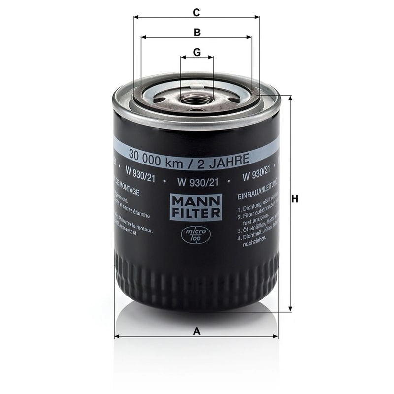 MANN-FILTER Engine Oil Filter W 930/21