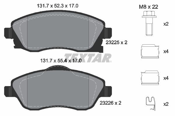 Textar Brake Pad Set Front x 17mm 2322501