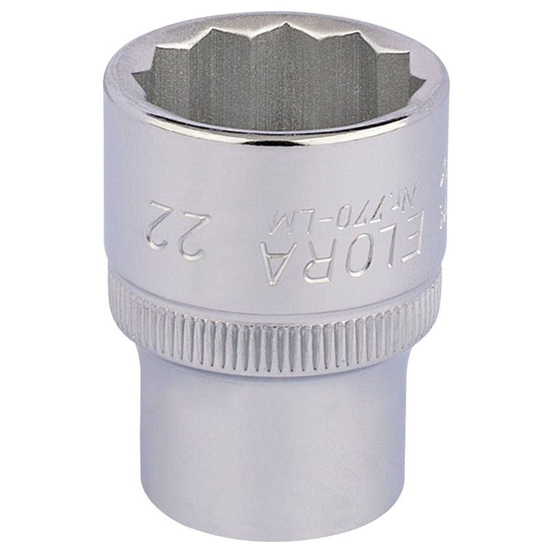 Draper Elora Bi-Hexagon Socket, 1/2" Sq. Dr., 22mm 24674 Draper  - Town Parts