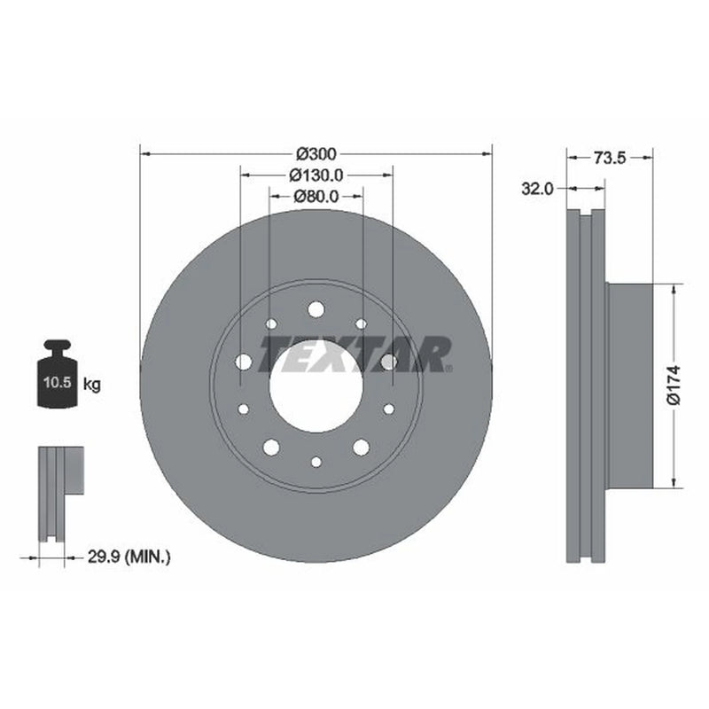 Textar 2 x Vented Front Brake Discs 92157303-x2