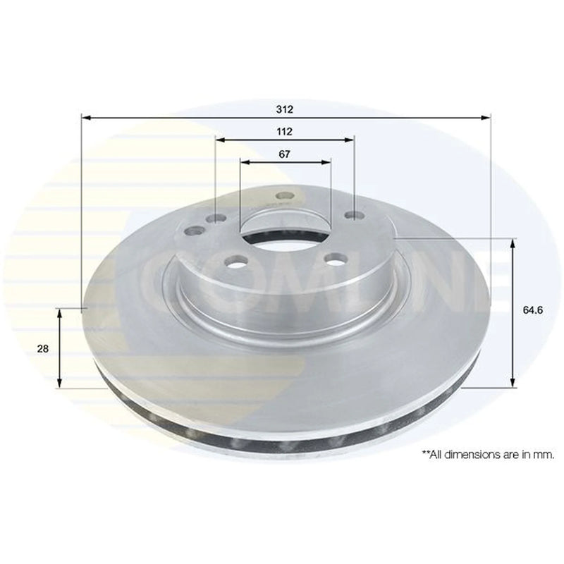 Comline 2 x Front Brake Discs ADC1624V-x2