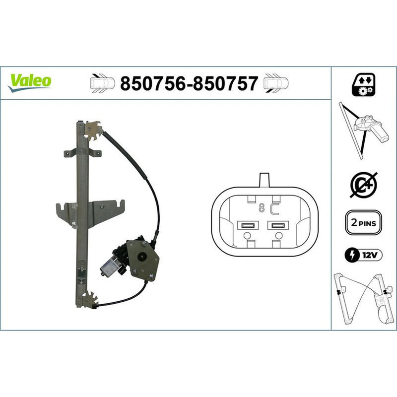 Valeo Electric Window Regulator Lifter Right Rear 850757
