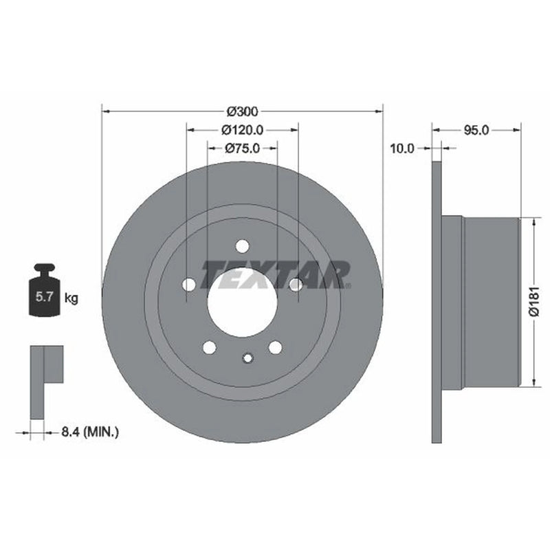 Textar 2 x Solid Brake Discs 92067500 OE 1158576 34211158576