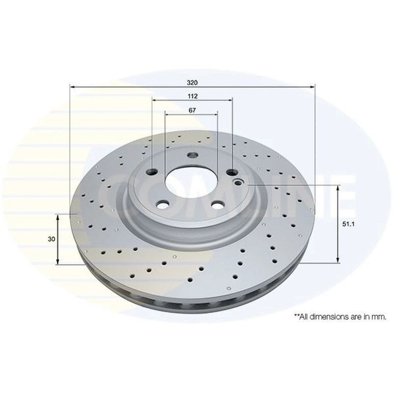 Comline 2 x Perforated/Vented Front Brake Discs ADC2810V-x2