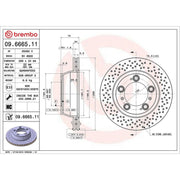 Brembo 2 x Perforated/Vented Rear Brake Discs 09.6665.11-x2