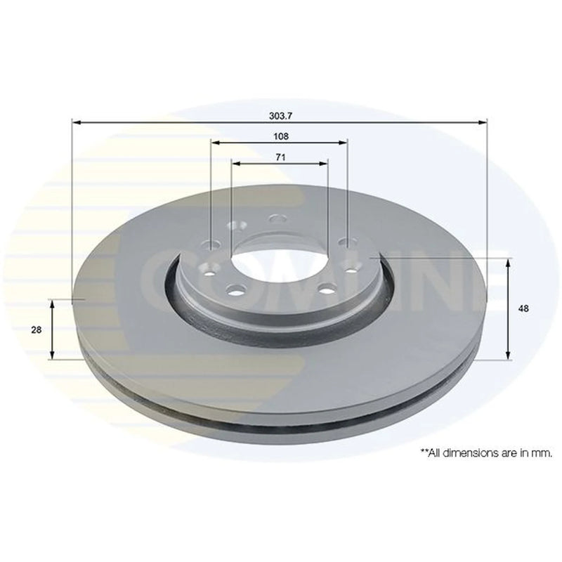Comline 2 x Vented Front Brake Discs ADC1579V-x2