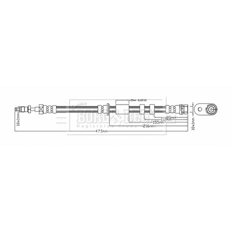 Borg & Beck Brake Hydraulic Hose Line Front Right BBH7954