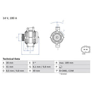 Bosch Car Alternator 12V 0 986 084 170
