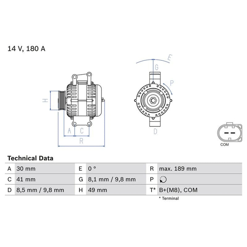 Bosch Car Alternator 12V 0 986 084 170