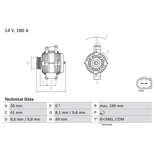 Bosch Car Alternator 12V 0 986 084 170