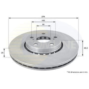 Comline 2 x Vented Front Brake Discs ADC0199V-x2
