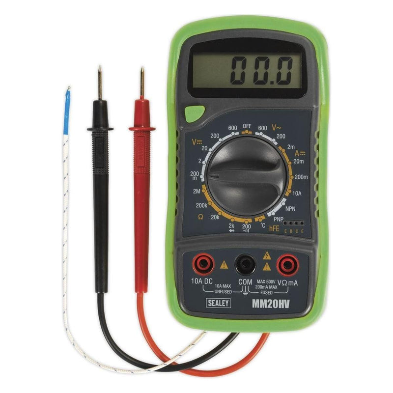 Sealey Digital Multimeter 8-Function with Thermocouple Hi-Vis mm20HV Sealey  - Town Parts