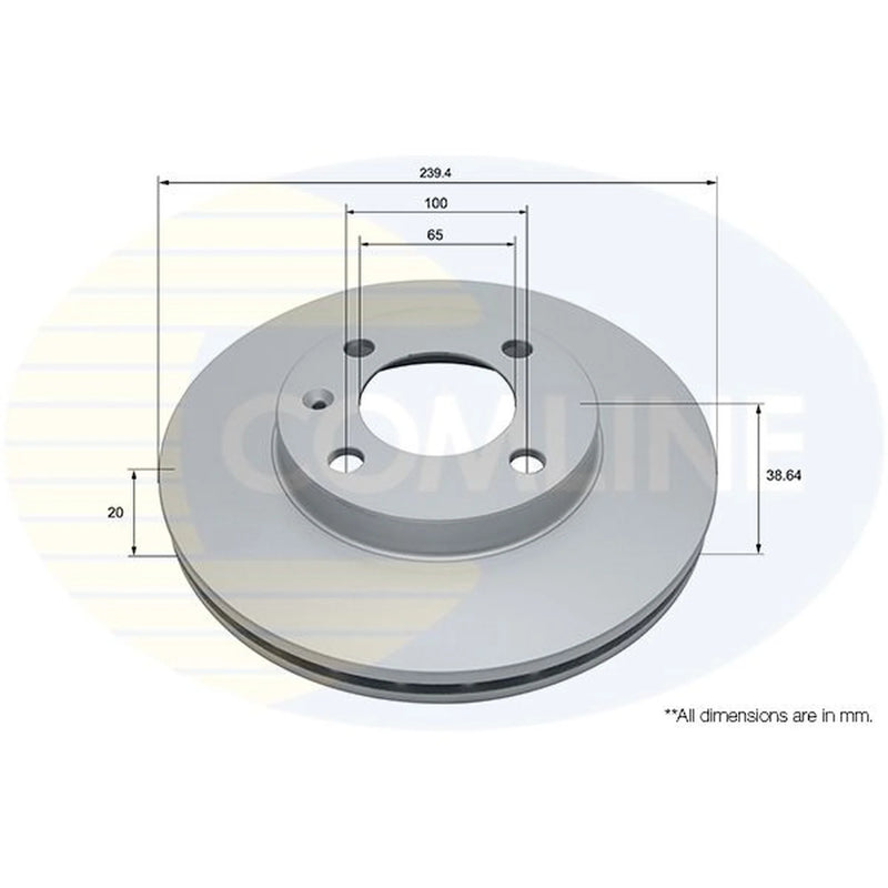 Comline 2 x Vented Front Brake Discs ADC1404V-x2