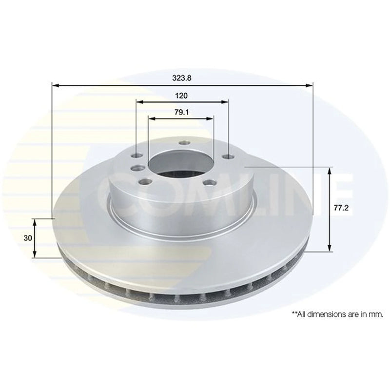Comline 2 x Vented Front Brake Discs ADC1738V-x2