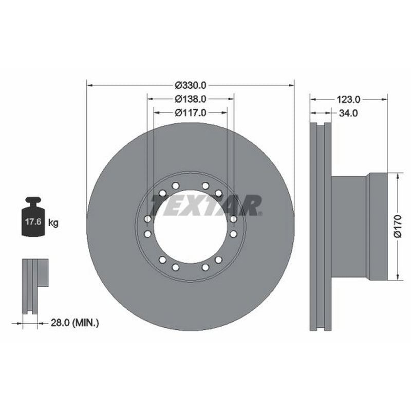 Textar 2 x Internally Vented Front Brake Discs 93187700-x2